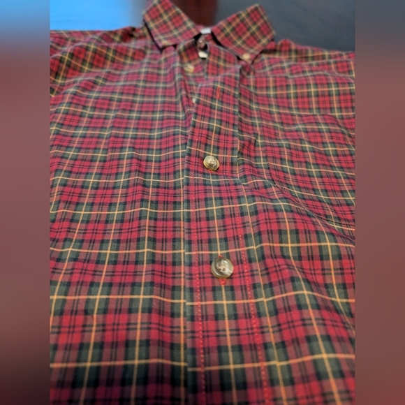 LL Bean Mens Small Fall Colors Button Down Shirt, Traditional Fit, Red/Green/Bro - Picture 2 of 4